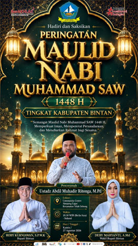 Pemkab Bintan Undang Warga Teluk Sebong ke Maulid Nabi 1448 H di Community Centre Lagoi, Ustaz Abdil Muhadir Hadir