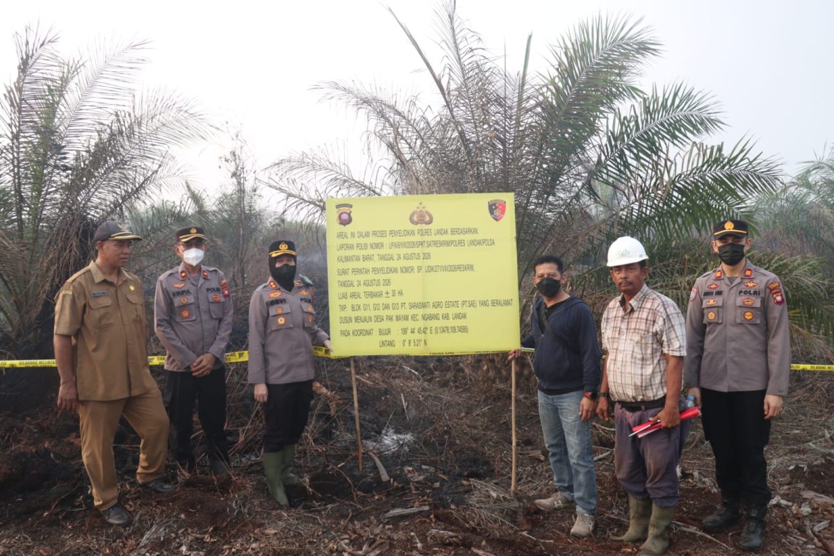 Polres Landak Pasang Police Line di Lahan Sawit PT SAE yang Terbakar 5 Hektare, Satreskrim Selidiki Penyebab Karhutla