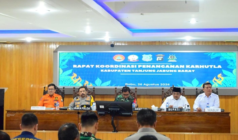 Wakapolda Jambi Tinjau Posko Satgas Karhutla di Tanjab Barat, Empat Tersangka Pembakar Lahan Sudah Diproses