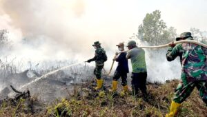 Satgas Karhutla Lanud Sjamsudin Noor Padamkan Titik Api di Belakang Kompleks Aero Sinergia, Water Bombing Dikerahkan dari Udara
