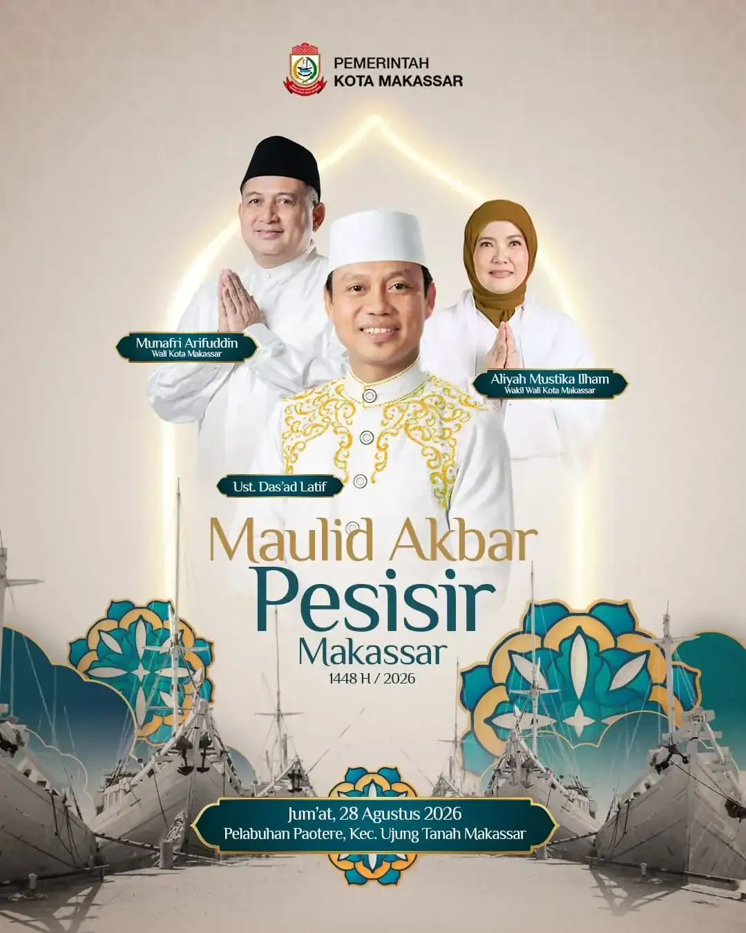 Maulid Akbar Pesisir Makassar di Paotere, Wali Kota Munafri Libatkan Perahu Nelayan dan Wajibkan Camat-Lurah Hadir