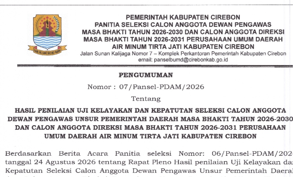 9 Kandidat Lolos UKK Perumda Tirta Jati Cirebon, Wawancara Akhir Bersama Bupati Digelar Rabu