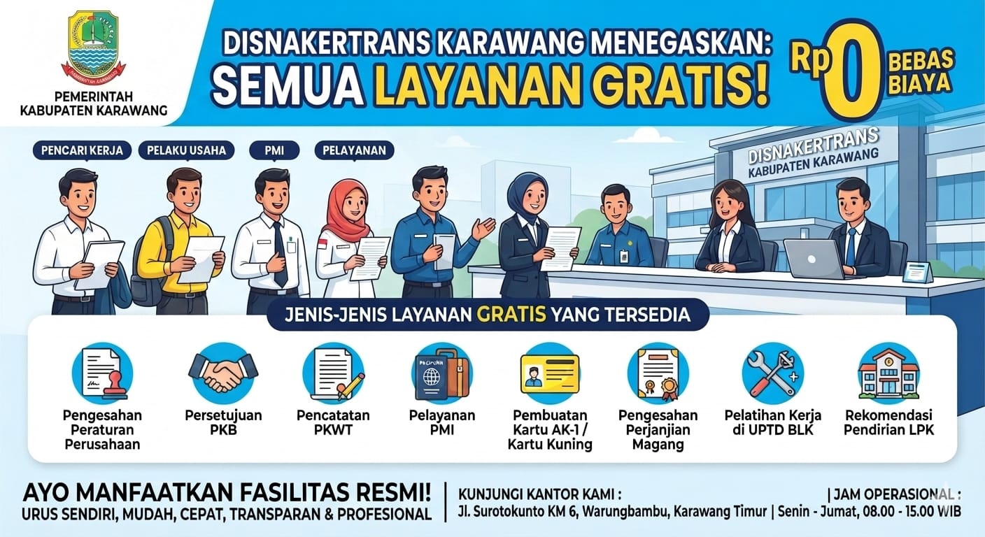 Disnakertrans Karawang Tegaskan Layanan Pengurusan Kartu Kuning hingga PKB Gratis, Warga Diminta Tak Pakai Calo