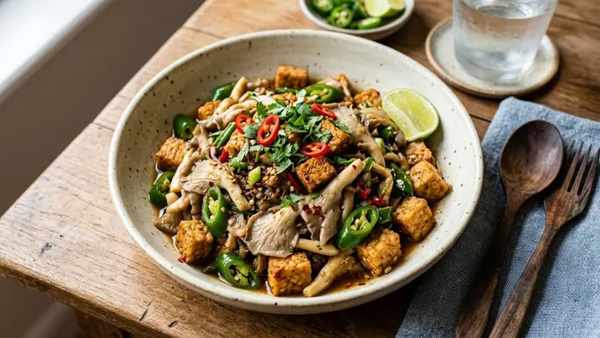 Resep Tumis Jamur Tiram Tempe Cabai Hijau, Lauk Praktis Kaya Gizi untuk Keluarga