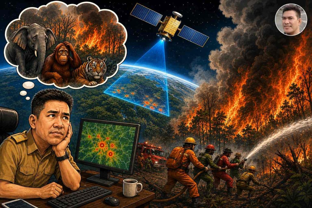 Satelit Lampung-1 Mengawasi dari Langit, Mengapa Api di Way Kambas Tetap Meluas?