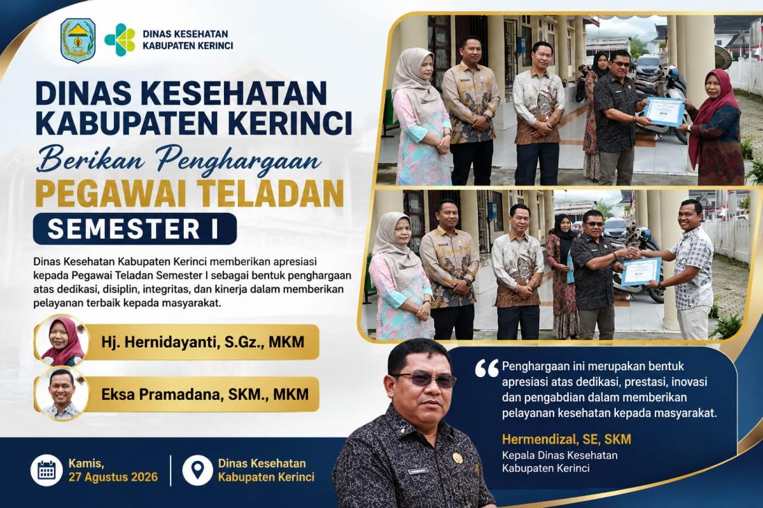 Dua Pegawai Dinkes Kerinci Raih Penghargaan Teladan, Kadinkes: Ini Pemicu Semangat Pelayanan