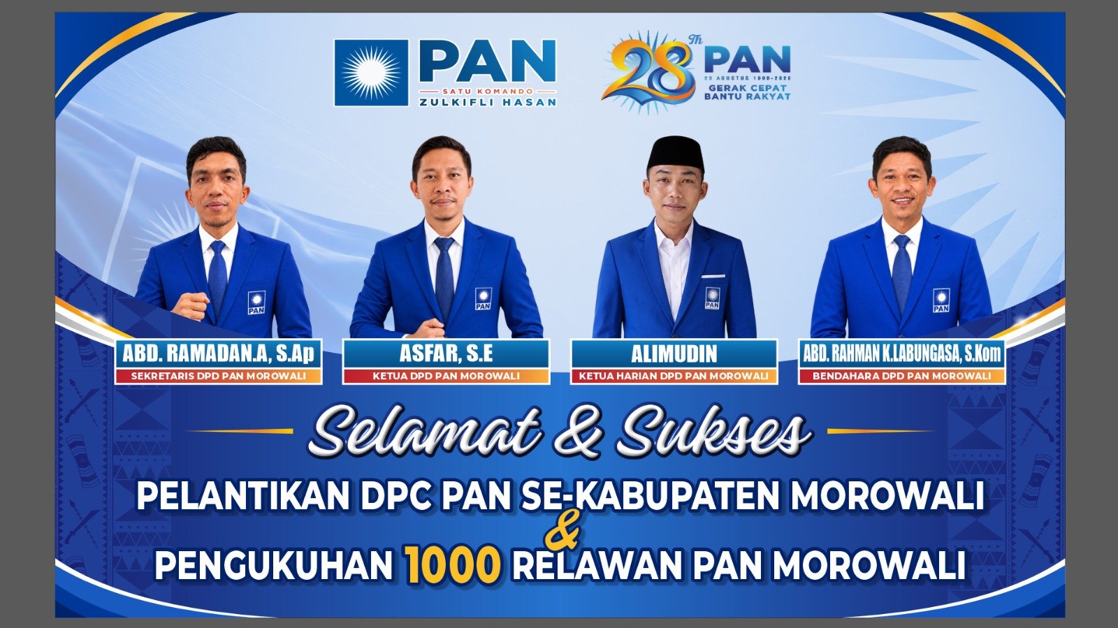 HUT PAN ke-28 di Morowali Digelar di Alun-Alun Rumah Jabatan Bupati, Rangkaian Pelantikan DPC dan Hiburan Dahlia KDI