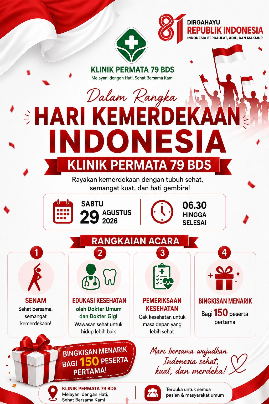 Klinik Permata 79 BDS Balikpapan Gelar Cek Kesehatan Gratis dan Senam Sehat, 150 Bingkisan Disiapkan untuk Warga