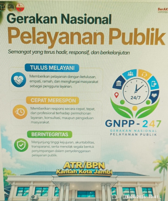 ATR/BPN Jambi Terapkan Nilai Tulus Melayani dan Cepat Merespons dalam Gerakan Pelayanan Publik 24/7