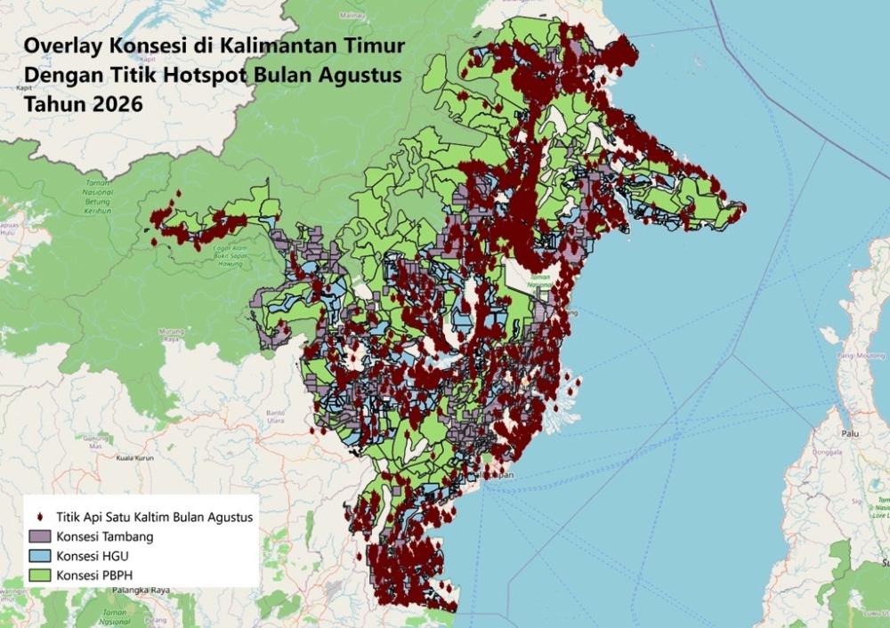 16.314 Hotspot Terdeteksi di Kaltim, WALHI: 80 Persen Titik Api Berada di Lahan Konsesi Perusahaan