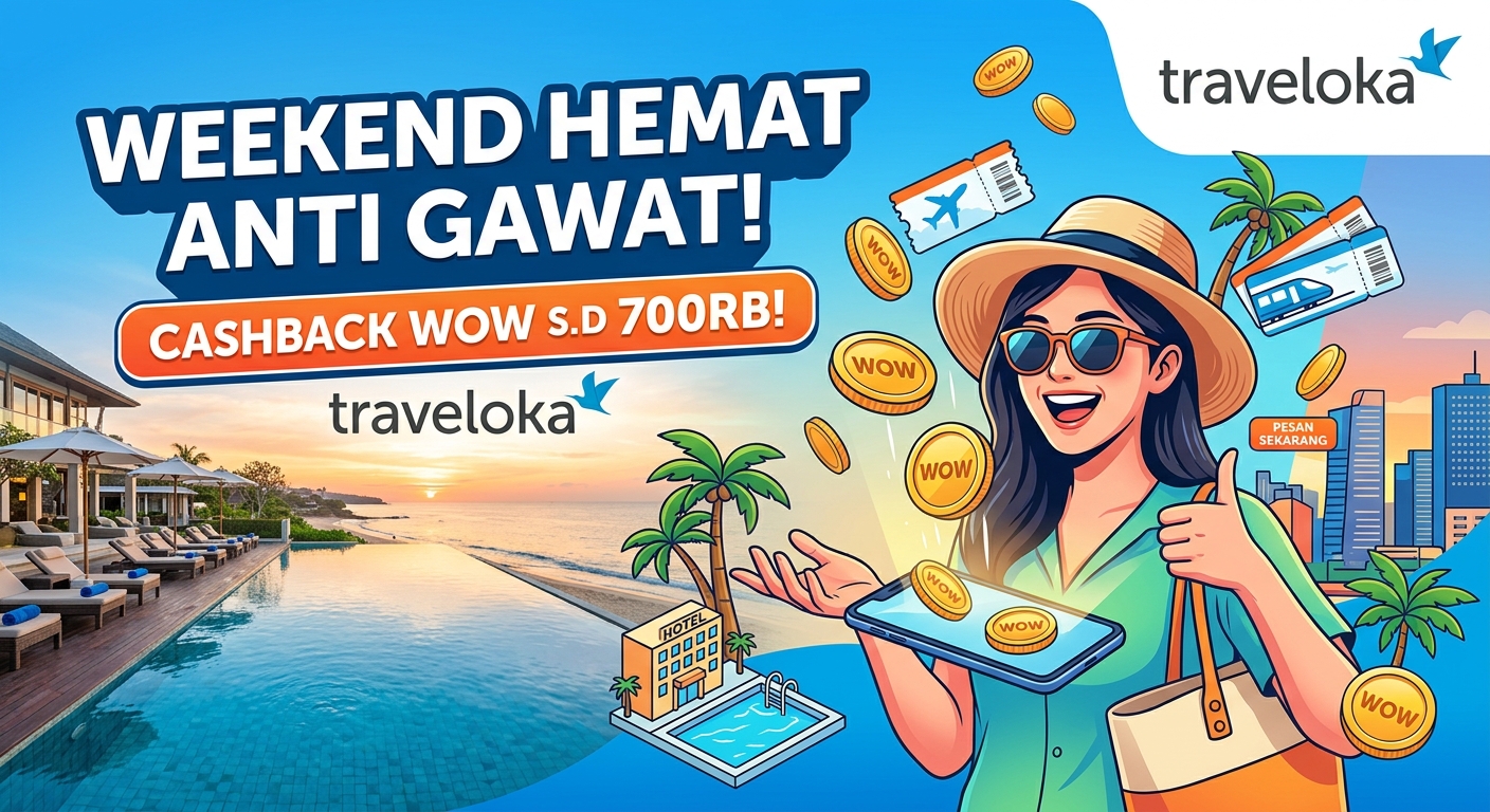 Promo Cashback Traveloka Hingga Rp 700 Ribu untuk Booking Hotel dan Tiket Pesawat Weekend
