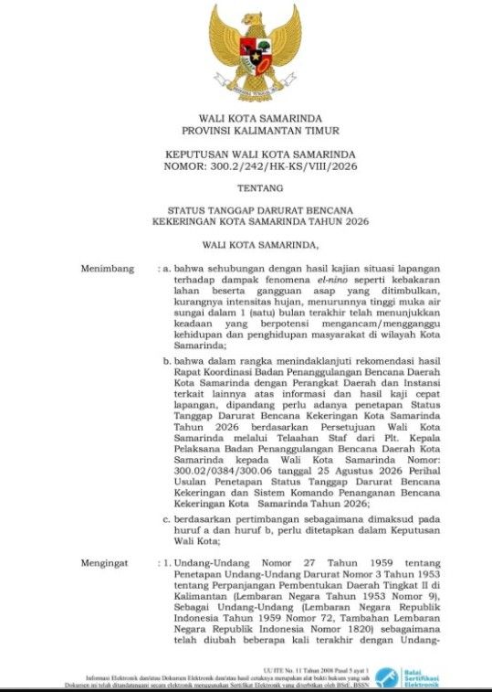 3 IPA di Samarinda Berhenti Operasional, Kadar Klorida Air Baku Tembus 375 ppm, Pemkot Tetapkan Tanggap Darurat Kekeringan