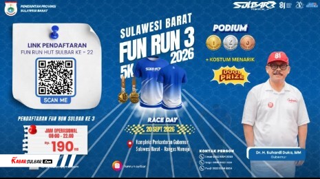 Target 810 Peserta, Sulbar Fun Run 3 di Mamuju Siapkan Hadiah Uang Tunai dan Doorprize
