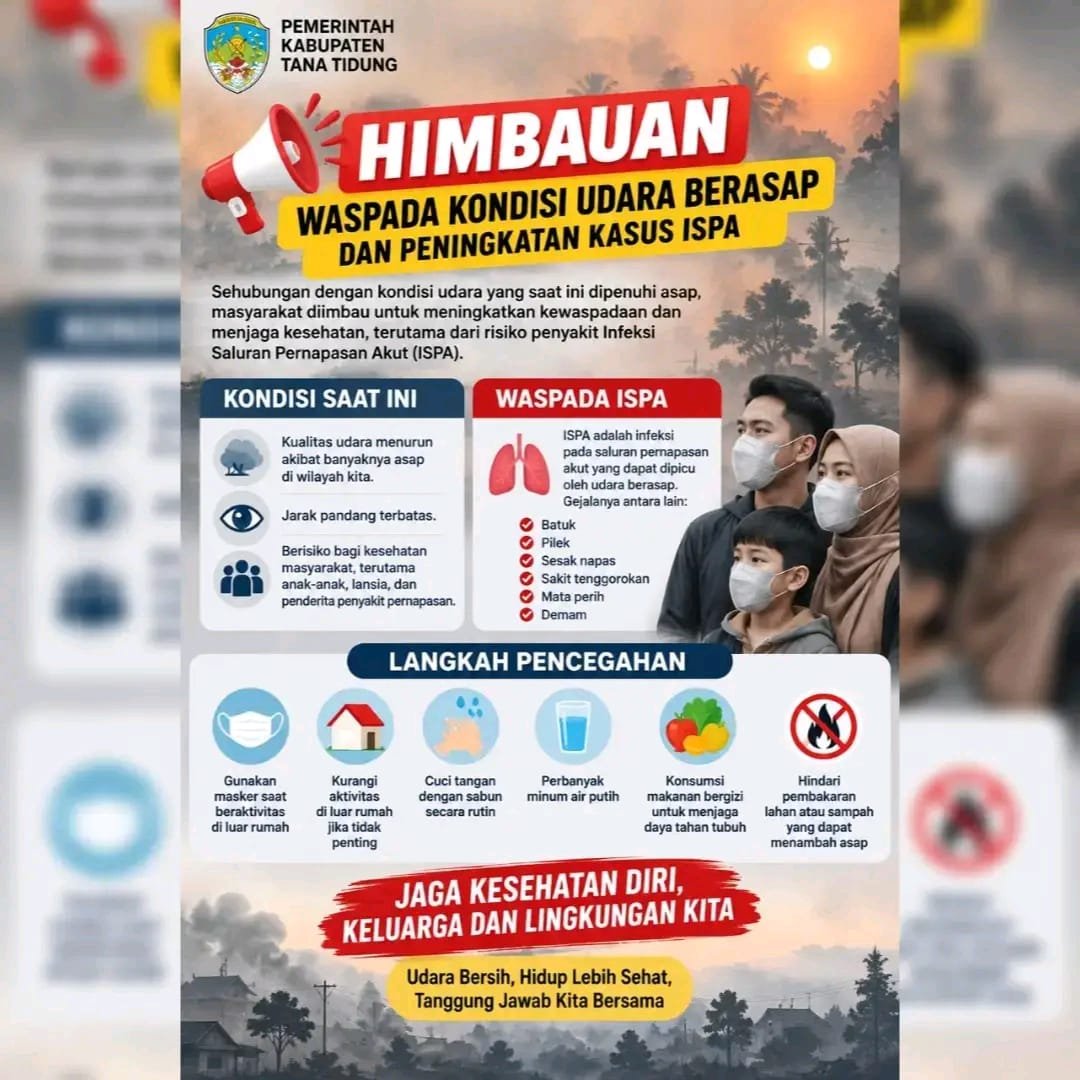 Bupati Tana Tidung Imbau Warga Pakai Masker dan Kurangi Aktivitas Luar saat Udara Diselimuti Kabut Asap