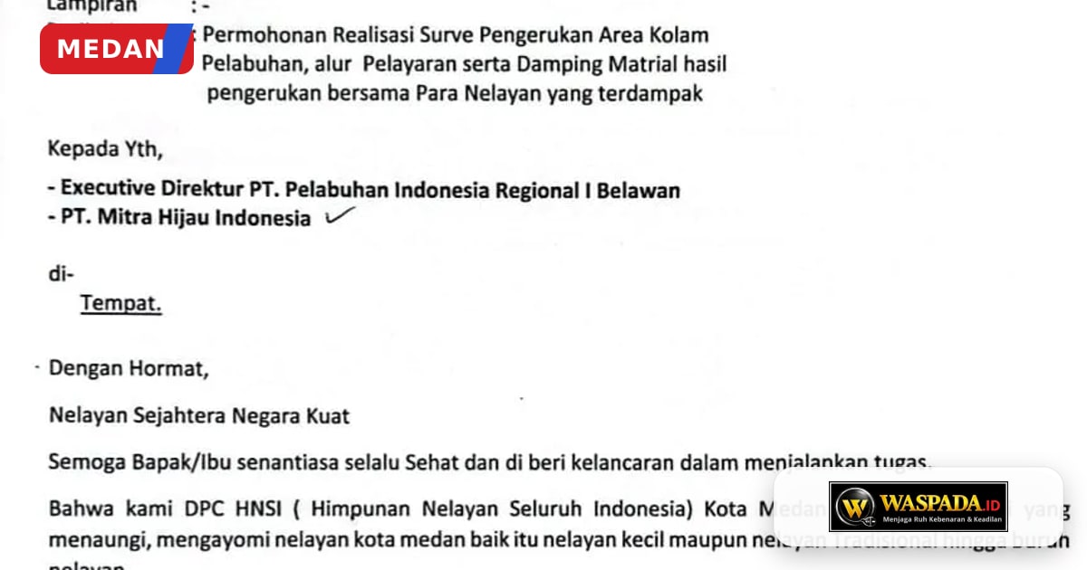 Pelindo 1 Diminta Libatkan Nelayan Sebelum Keruk Alur Belawan, 2.000 Jiwa Terancam Dampak