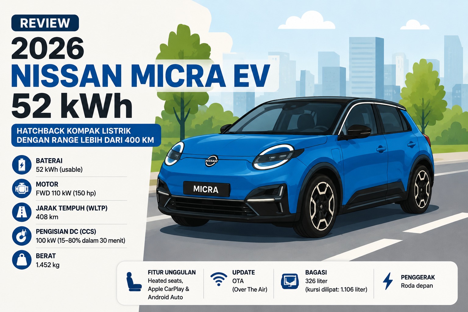 Review Nissan Micra EV 52 kWh: EV Mungil yang Lincah, Tapi Lihat Dulu Bagasinya