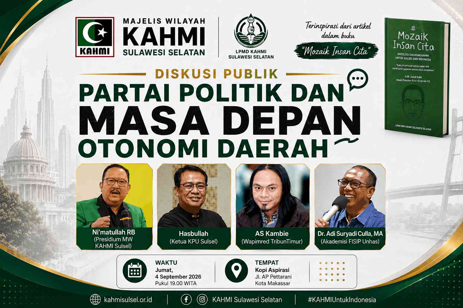 KAHMI Sulsel Gelar Diskusi Publik: Menakar Peran Partai Politik di Tengah Masa Depan Otonomi Daerah