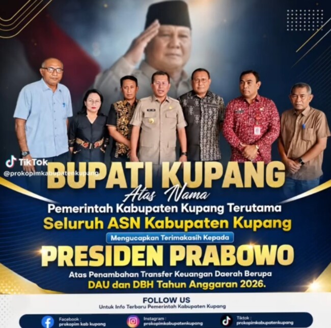 Bupati Kupang Ucapkan Terima Kasih ke Presiden Prabowo atas TKD Rp174 Miliar untuk Bayar Gaji ASN
