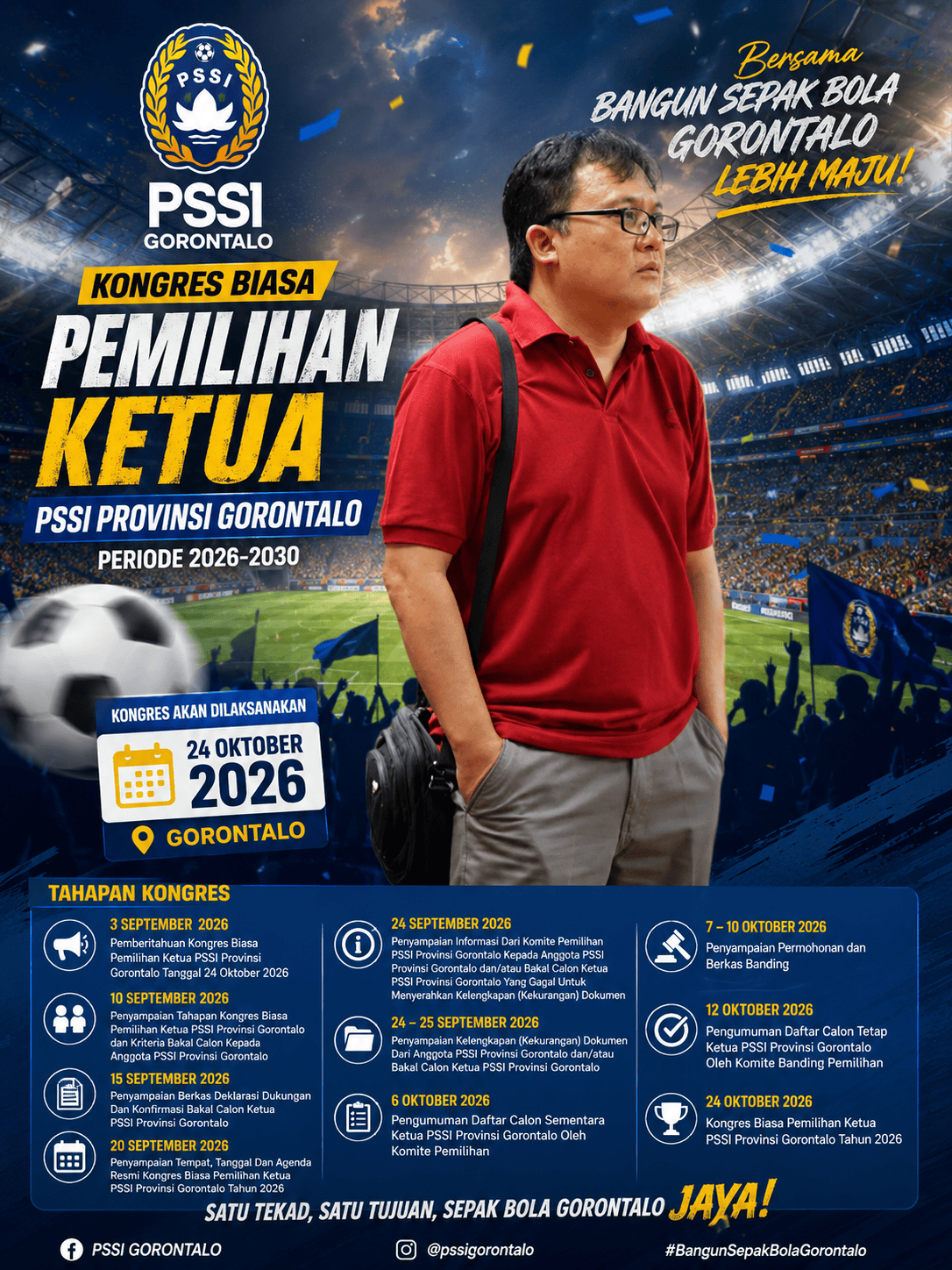 Kongres Pemilihan Ketua PSSI Gorontalo Periode 2026-2030 Digelar 24 Oktober, Ini Agenda Utamanya