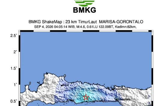 BMKG Jelaskan Gempa M 4,1 di Gorontalo Terjadi Akibat Subduksi Lempeng Laut Sulawesi, Getaran Terasa Hingga III MMI