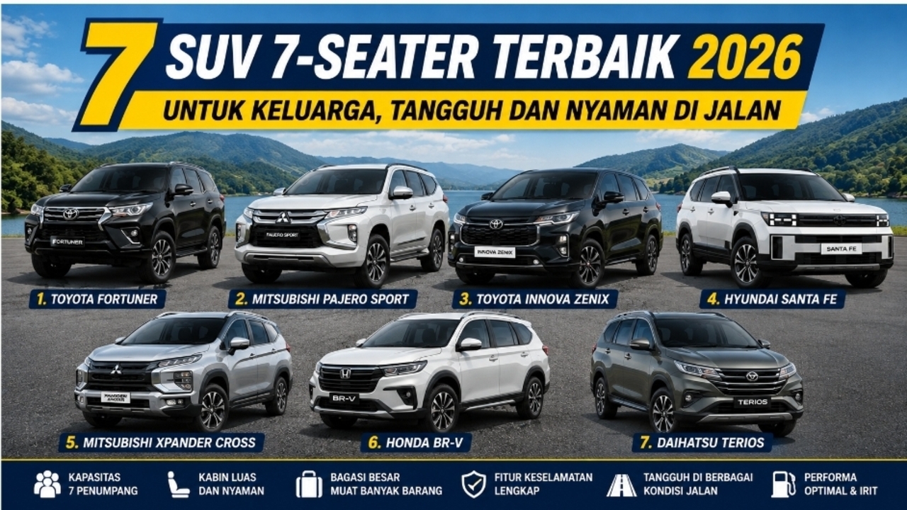 7 SUV 7-Seater 2026 untuk Keluarga: Fortuner Tangguh, Pilihan Lain Lebih Fokus pada Kenyamanan