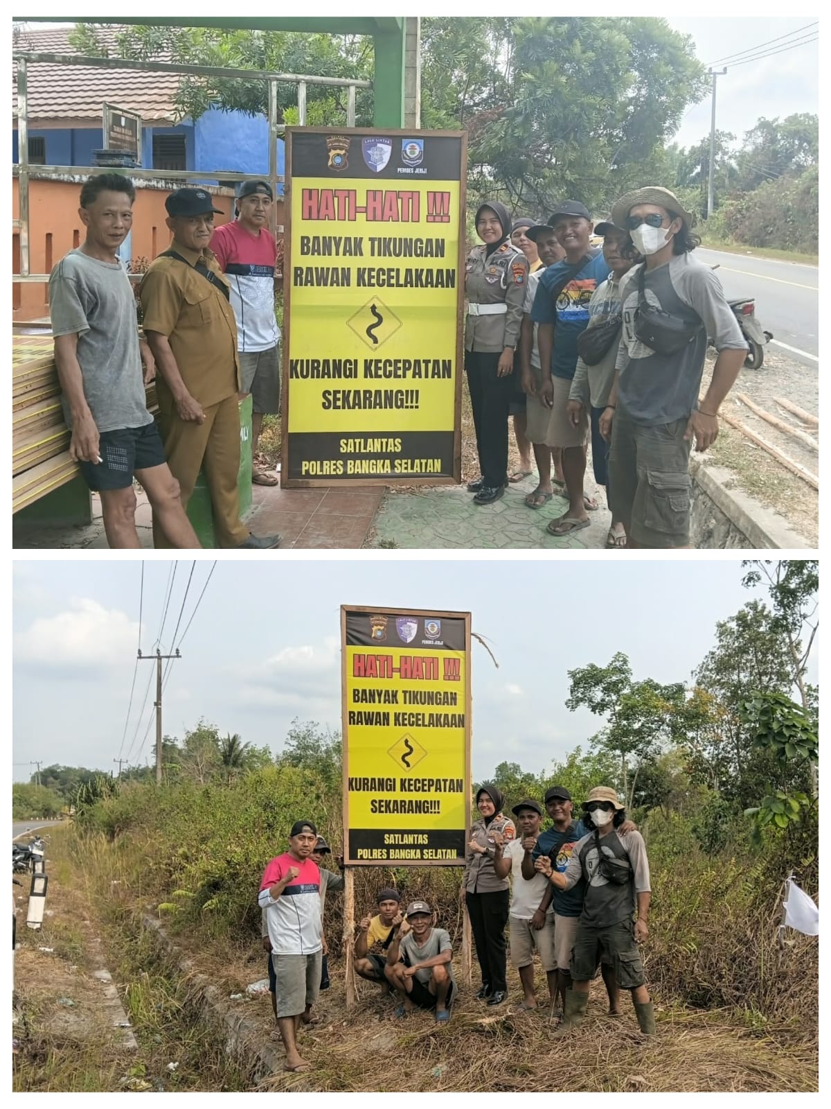 Satlantas Polres Basel Pasang 10 Spanduk Himbauan di Desa Jeriji, Sinergi dengan Pemdes untuk Tekan Angka Kecelakaan