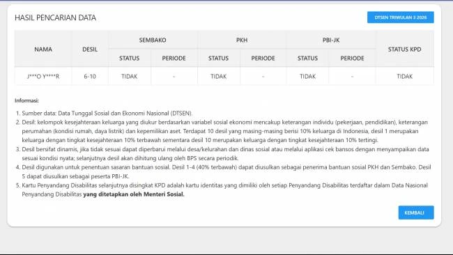 Cek Desil dan Status Bansos via HP Cukup Pakai NIK, Ini Cara Akses Layanan Kemensos dan BPS