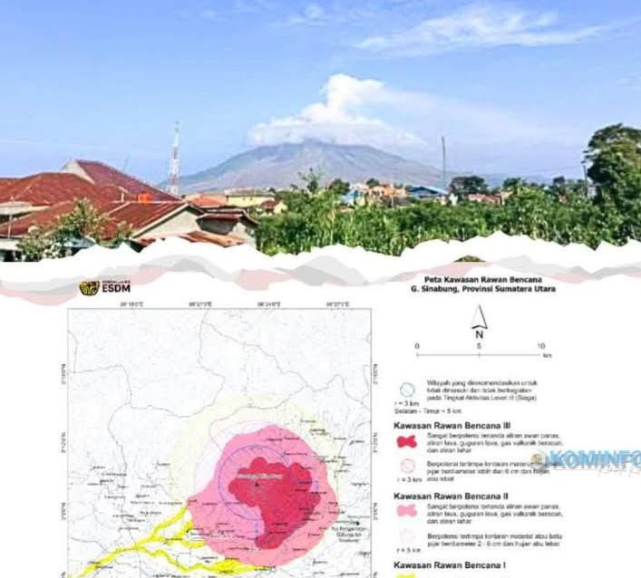PVMBG Perbarui Zona Rekomendasi Gunung Sinabung, Radius Sektoral Dikurangi Menjadi 5 Kilometer