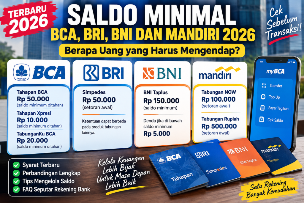 Saldo Minimal BCA, BRI, BNI, Mandiri 2026: Simulasi Rekening Aman, Ini Rinciannya