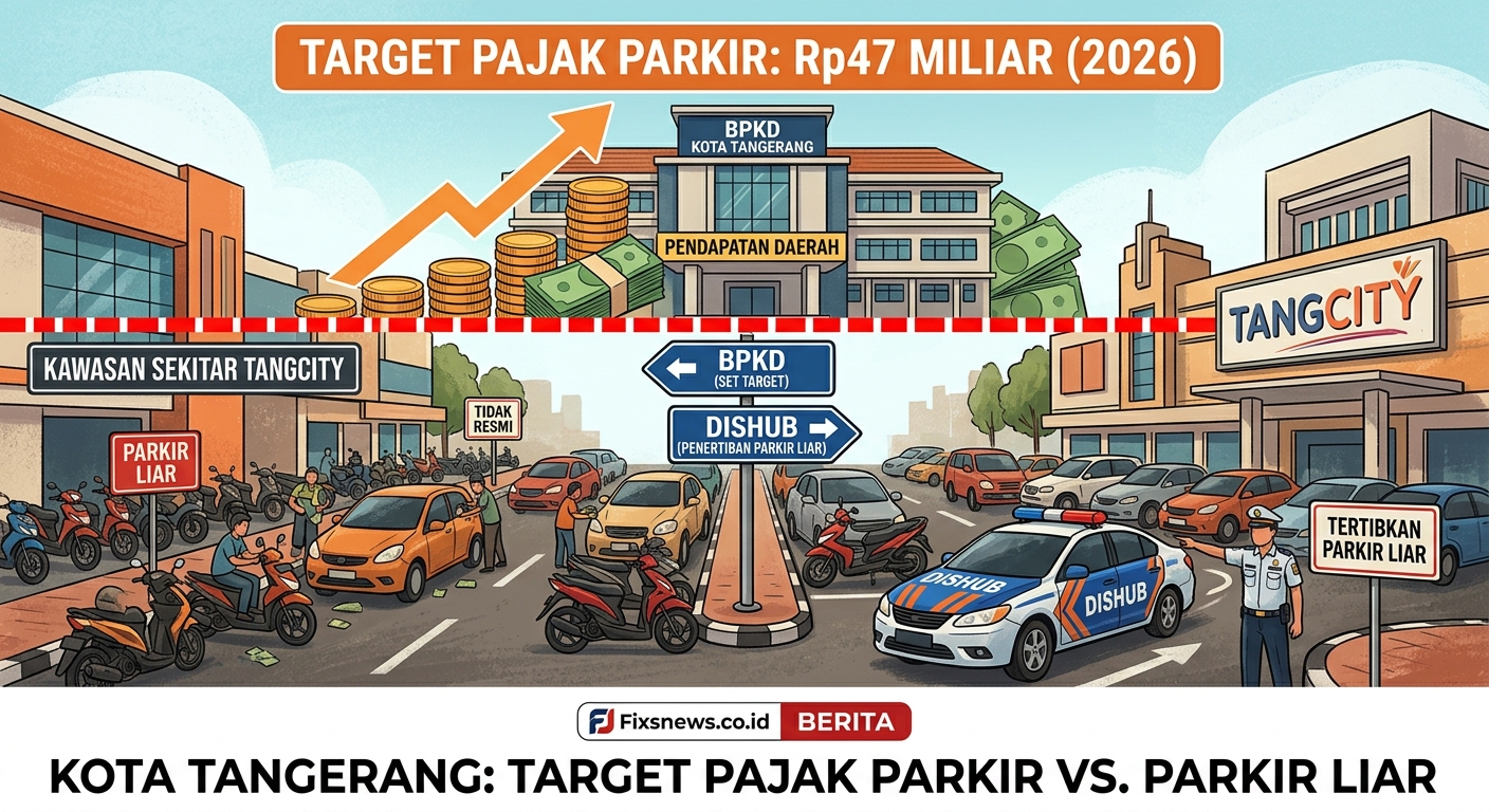 Target Pajak Parkir Kota Tangerang 2026 Tembus Rp47 Miliar, BPKD Sebut Parkir Liar di Tangcity Hambat Realisasi