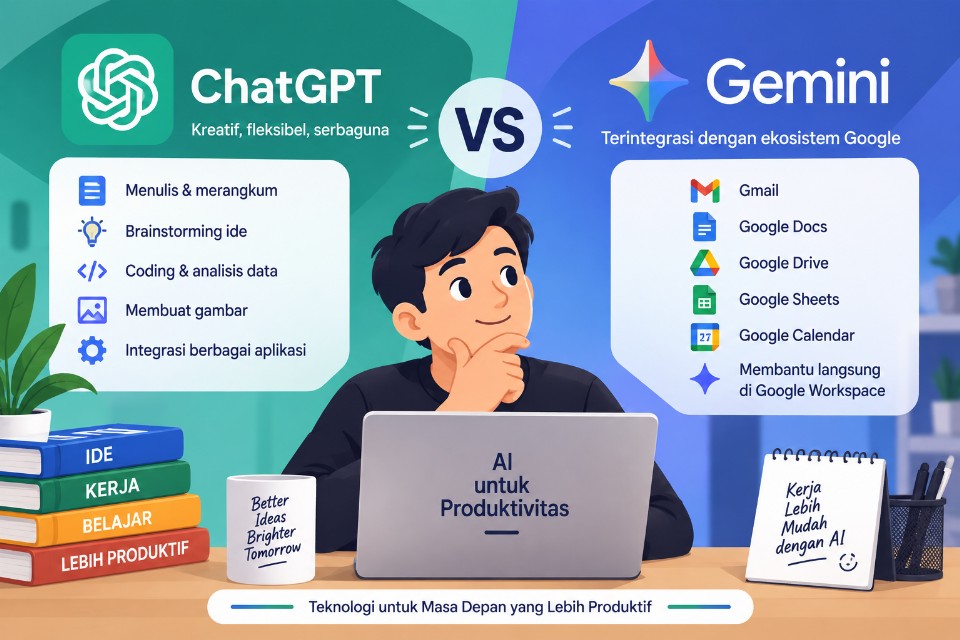 ChatGPT vs Gemini untuk Produktivitas: Ini Pilihan yang Tepat Sesuai Kebutuhan Kerja