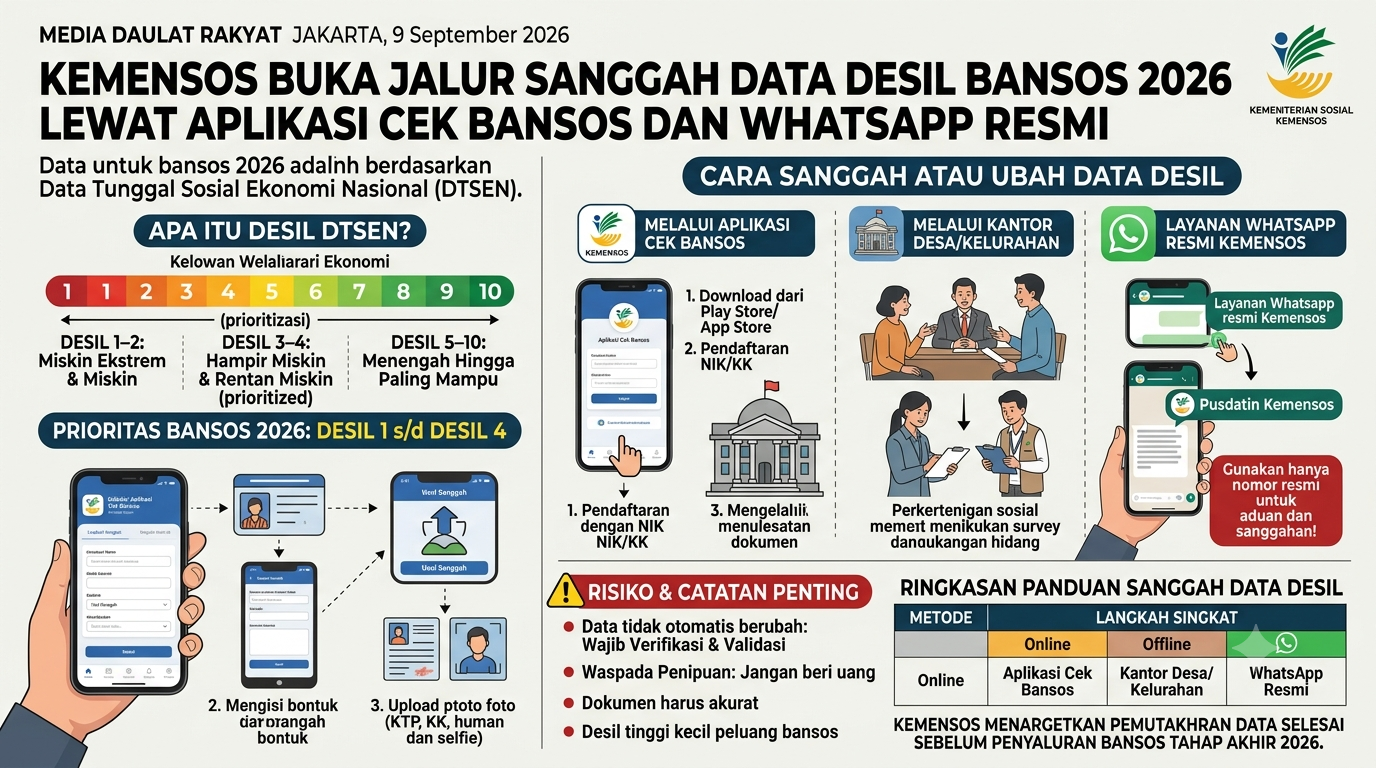Sanggah Data Desil Bansos 2026 Dibuka, Ini Syarat dan Cara Ajukan via Aplikasi Cek Bansos