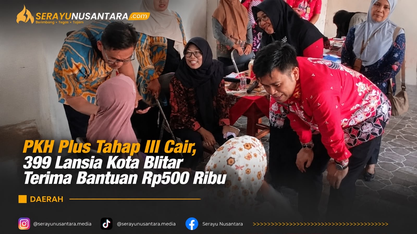PKH Plus Tahap III Kota Blitar Cair, 399 Lansia Terima Rp500 Ribu
