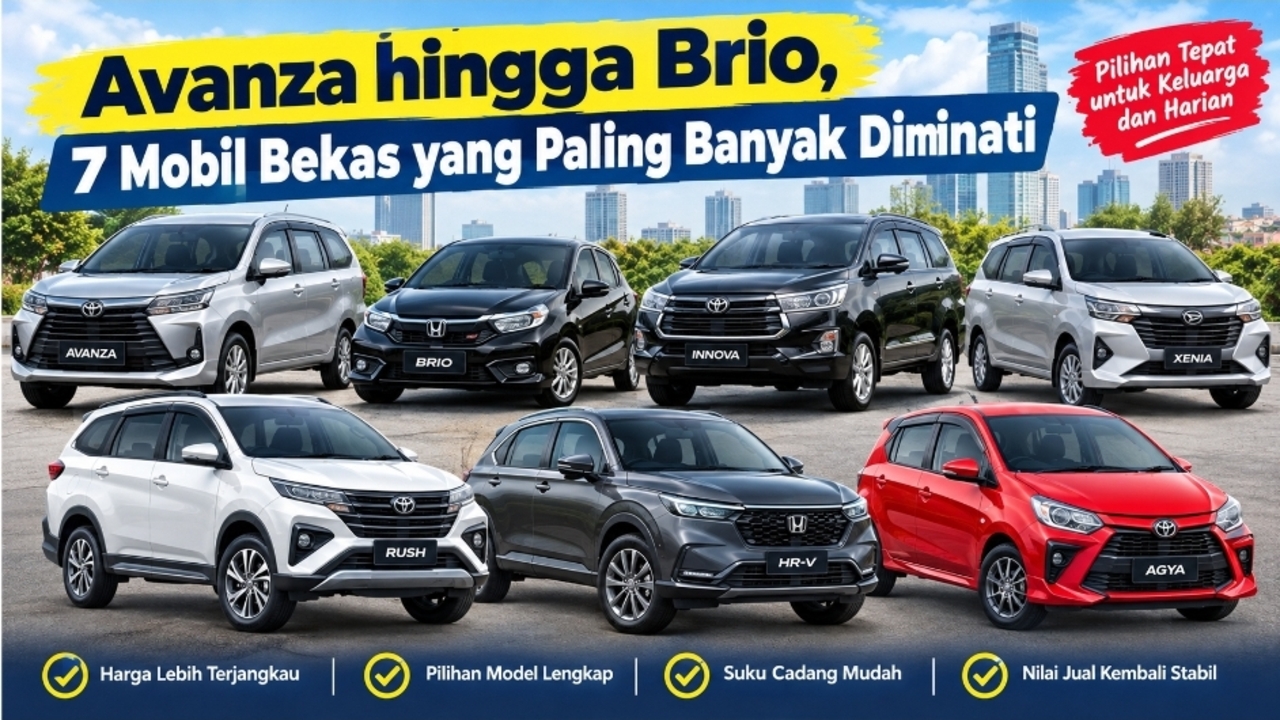 Avanza hingga Brio, 7 Mobil Bekas Paling Banyak Dicari di Indonesia 2026