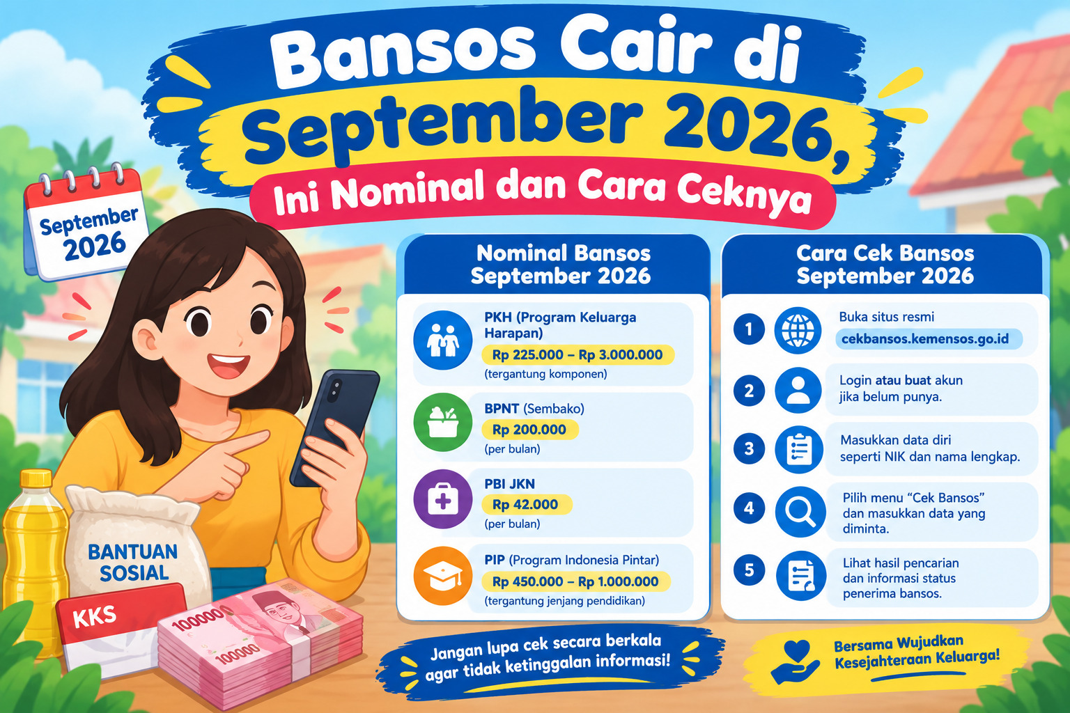 Bansos September 2026 Cair: PKH Rp 750.000, Beras 30 Kg, Cek NIK