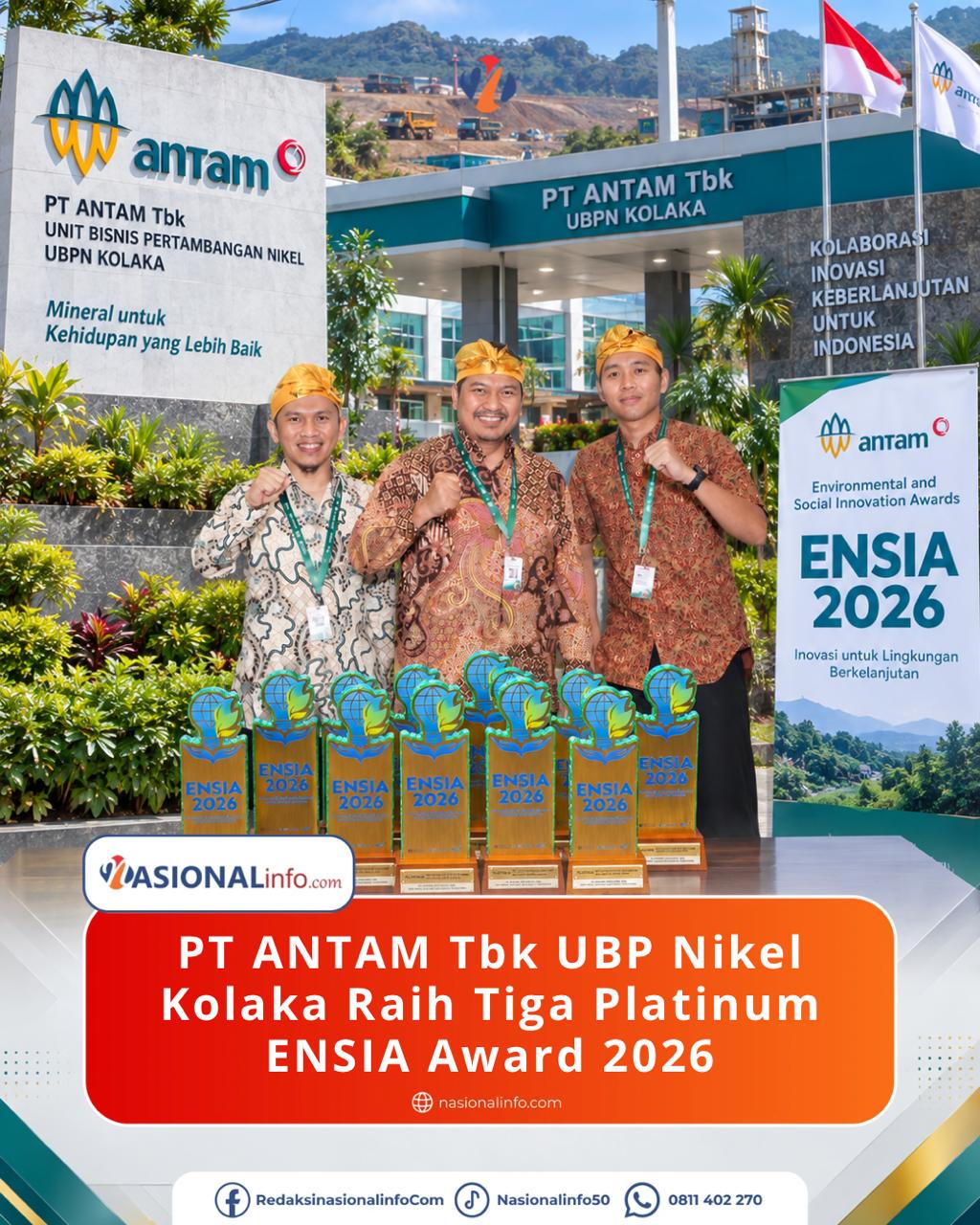 PT ANTAM UBP Nikel Kolaka Borong 3 Platinum ENSIA Award 2026 lewat Inovasi Teripang hingga Seedball