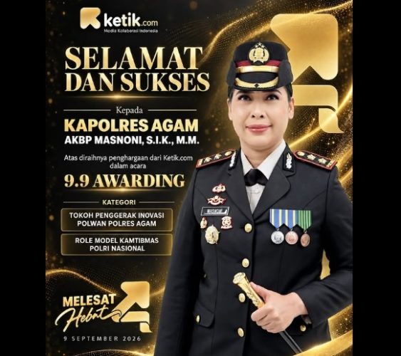 Kapolres Agam AKBP Masnoni Raih Penghargaan 9.9 Awarding 2026 di Surabaya, Diganjar Kapolda Sumbar