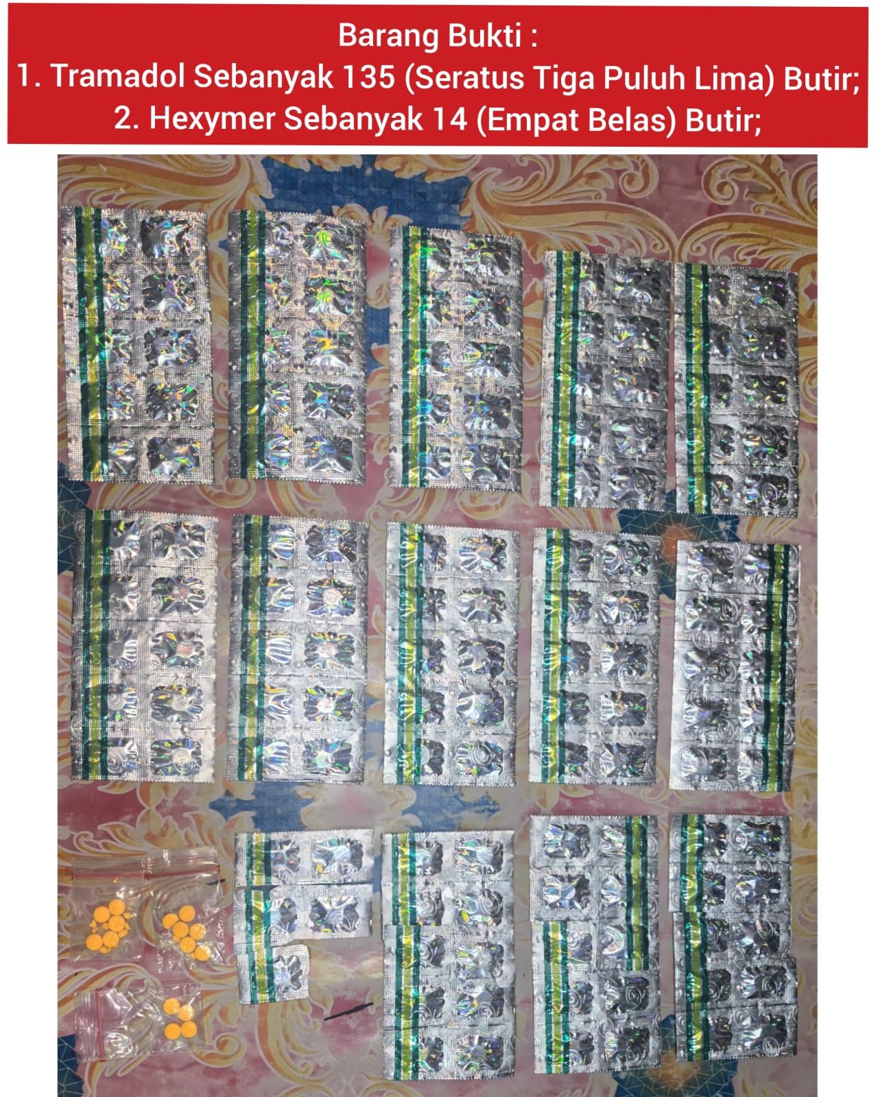 Polsek Teluknaga Sita 149 Butir Tramadol dan Hexymer di Kosambi, Pengungkapan Berawal dari Laporan Warga