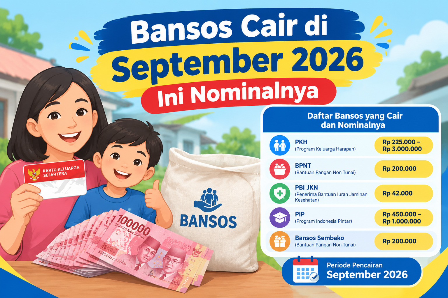 Bansos PKH, BPNT, dan Beras Cair September 2026, Ini Besaran dan Cara Cek