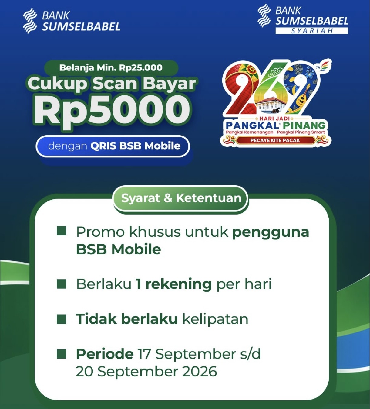 Bank Sumsel Babel Tebar Cashback Rp5.000 di 4 Merchant Pangkalpinang, Belanja Cukup Rp25.000