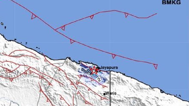 BMKG Catat Gempa Magnitudo 5,1 di Utara Jayapura, Kedalaman 120 Km