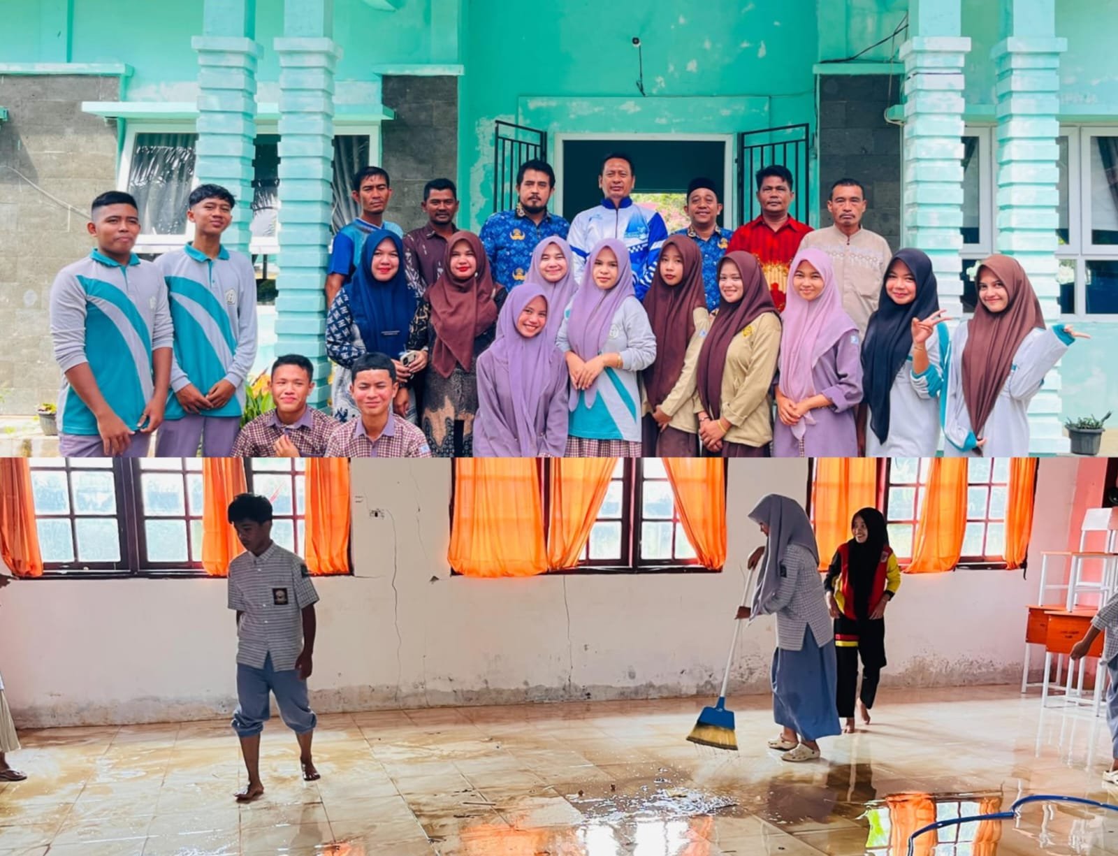 SMA/SMK/SLB Se-Aceh Barat Daya Gotong Royong Bersihkan SMAN 4 Abdya Pascabanjir