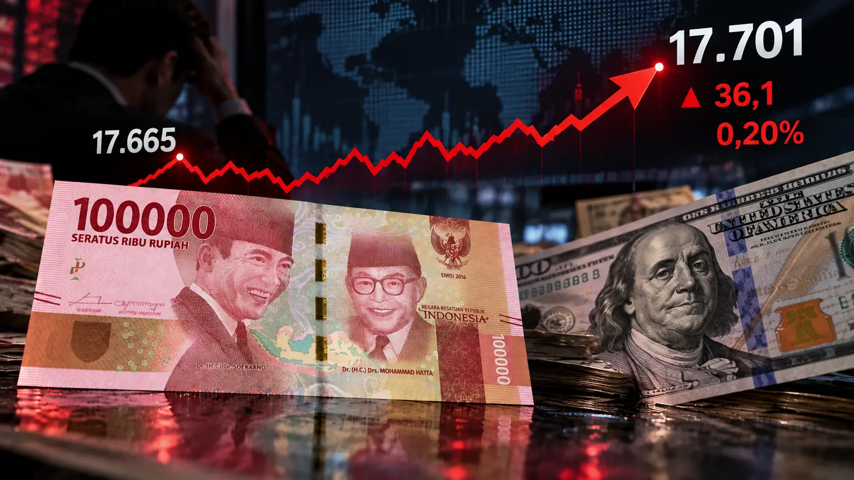 Rupiah Melemah 0,20 Persen, Dolar AS Tembus Rp17.701