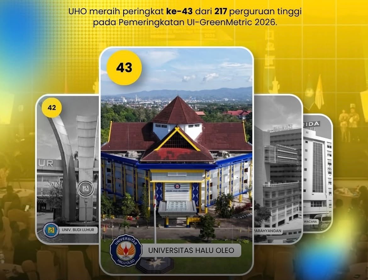 UHO Kendari Masuk 50 Besar Kampus Paling Berkelanjutan di Indonesia, Peringkat 43 dari 217 Perguruan Tinggi