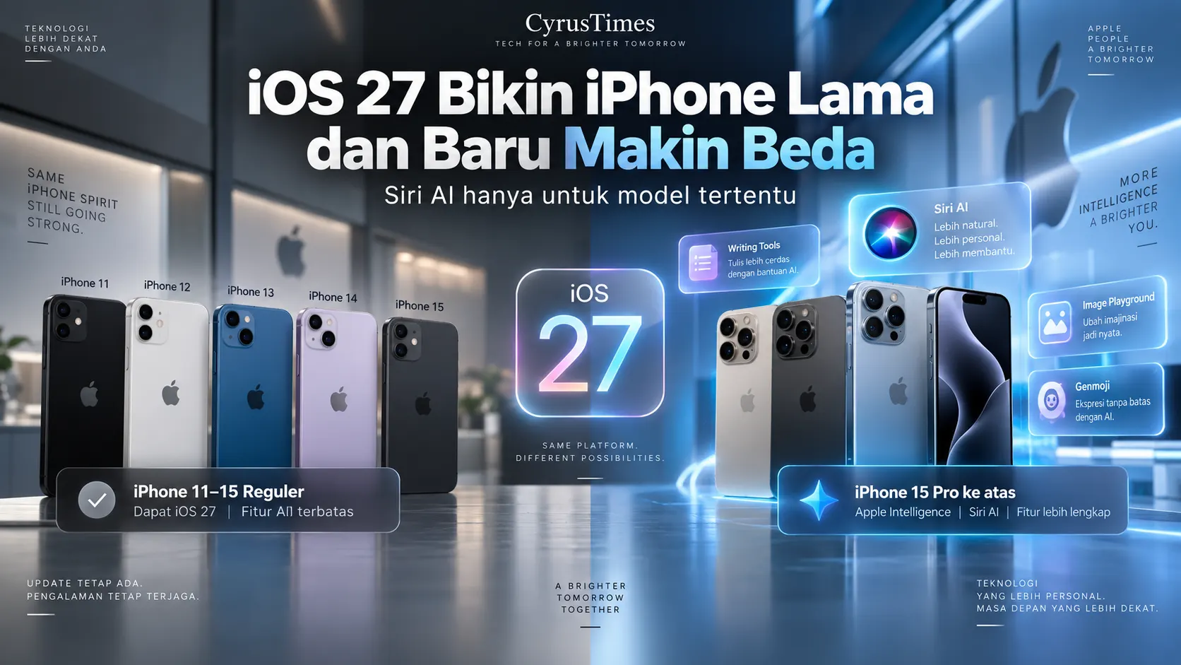 iOS 27 Rilis, Siri AI Hanya untuk iPhone 15 Pro ke Atas