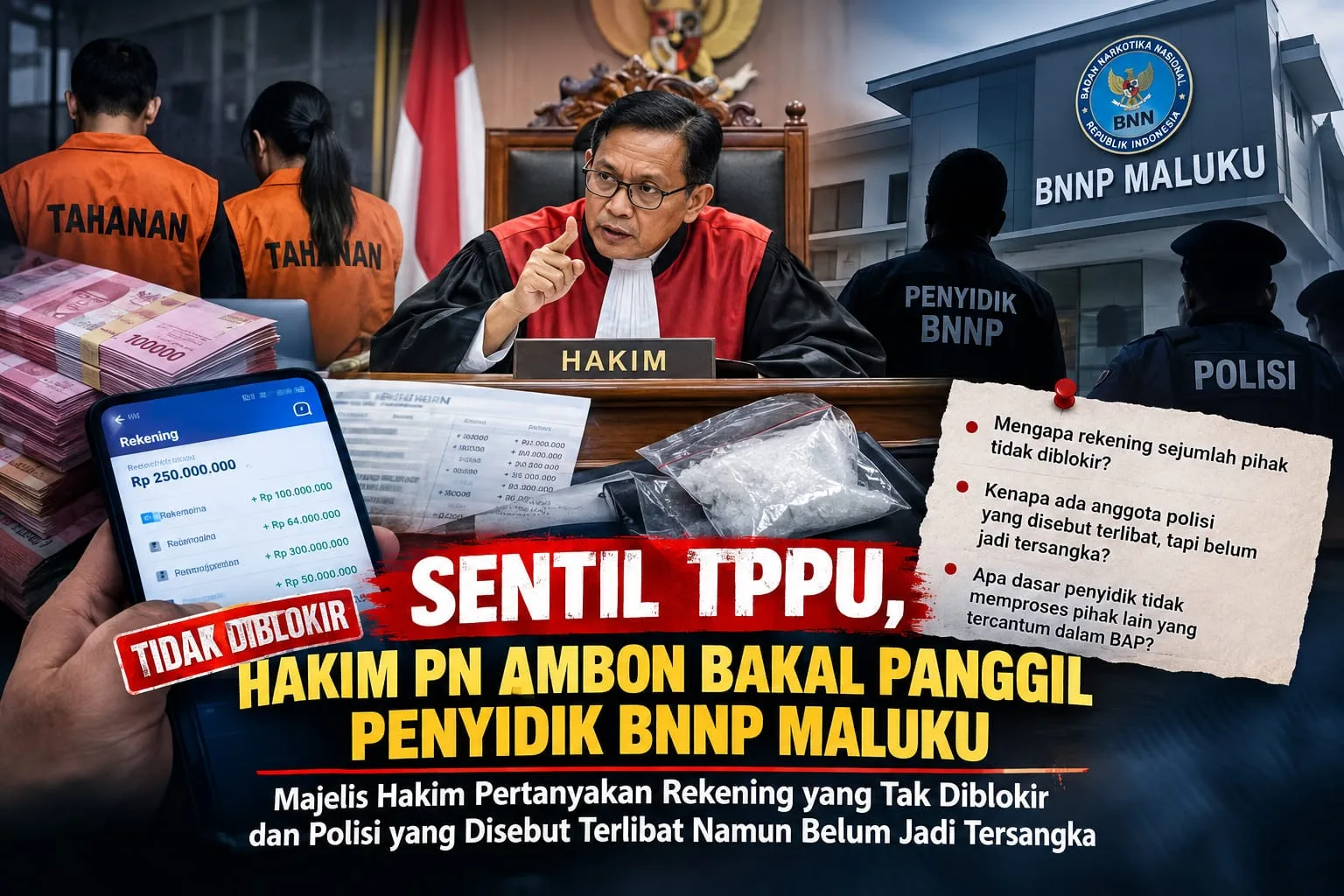Majelis Hakim PN Ambon Bakal Panggil Penyidik BNNP Maluku, Dalami Dugaan TPPU Perkara Erol dan Nyai