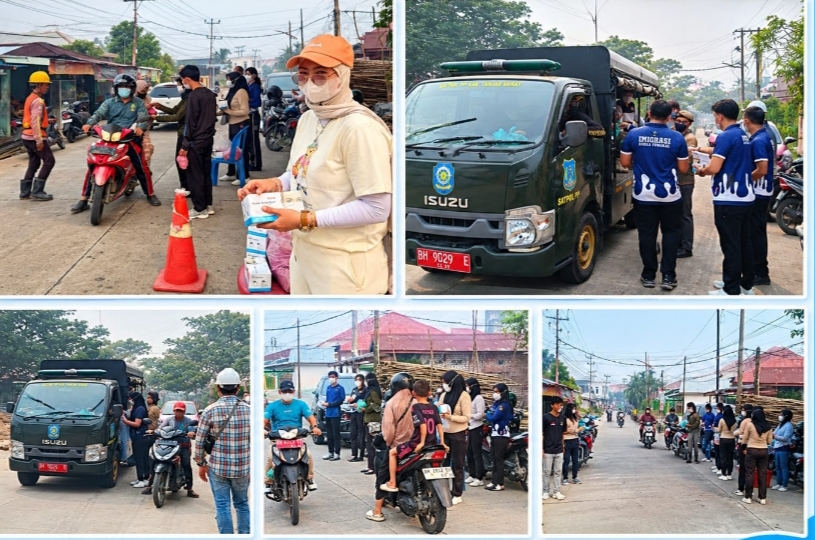CV Tri Putra Cont dan Imigrasi Kuala Tungkal Bagikan 3.000 Masker serta Sarapan Gratis di Tengah Kabut Asap Tanjung Jabung Barat