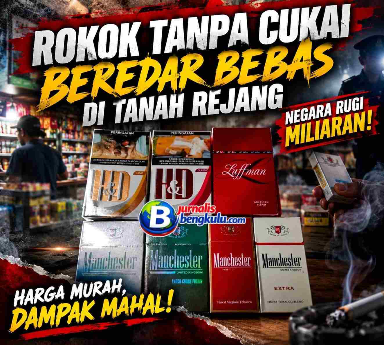 Rokok Tanpa Cukai Beredar Bebas di Curup, Kerugian Negara Ditaksir Rp 10 Miliar-Rp 36 Miliar per Tahun