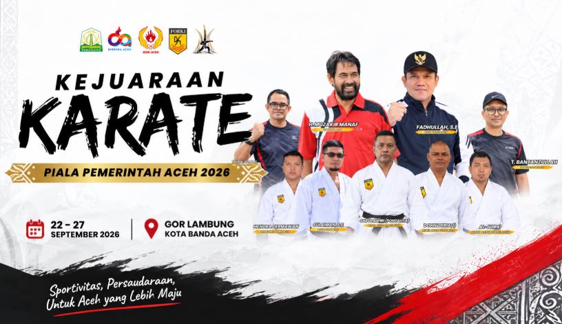 Dispora Aceh Gelar Kejuaraan Karate Piala Pemerintah Aceh 2026 di Banda Aceh, 22-27 September