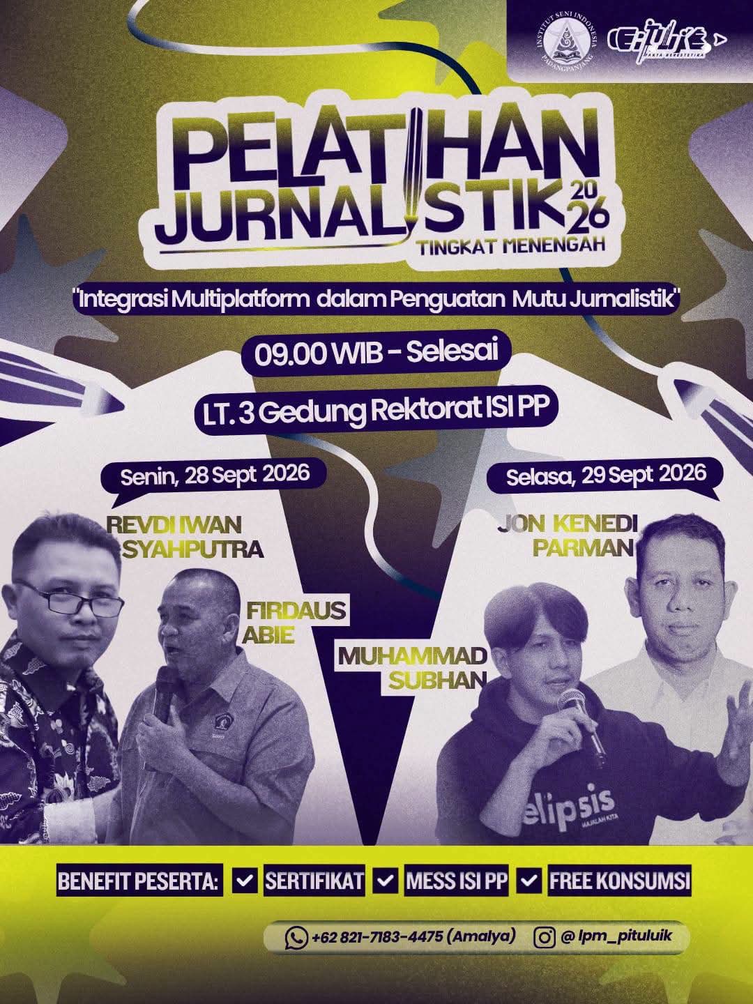 LPM Pituluik ISI Padangpanjang Gelar Pelatihan Jurnalistik Tingkat Menengah 28-29 September 2026, Angkat Tema Integrasi Multiplatform